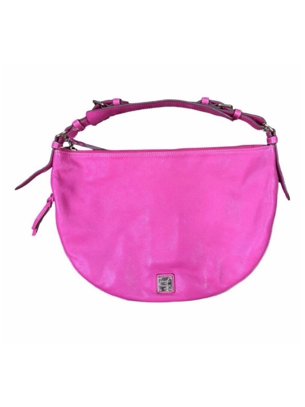 Dooney & Bourke Green Luna Expandable Pink Leather Half-Moon Hobo Shoulder Bag